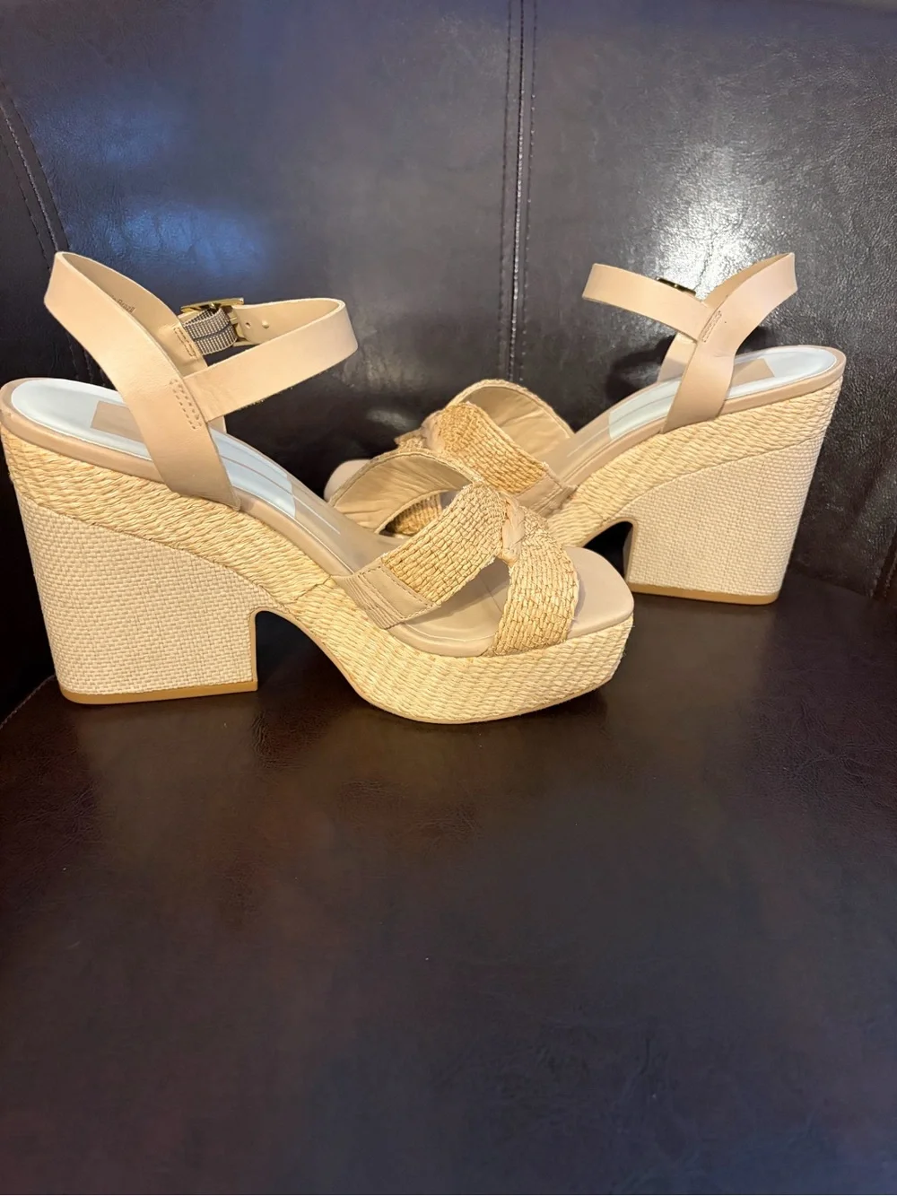 Dolce Vita Beige Braided Platform Wedge Sandals shoes tan camel women’s size 7.5